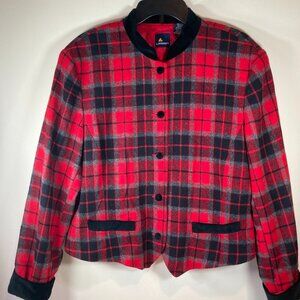 Lizsport Red Plaid 75% Wool Jacket  - Beautiful